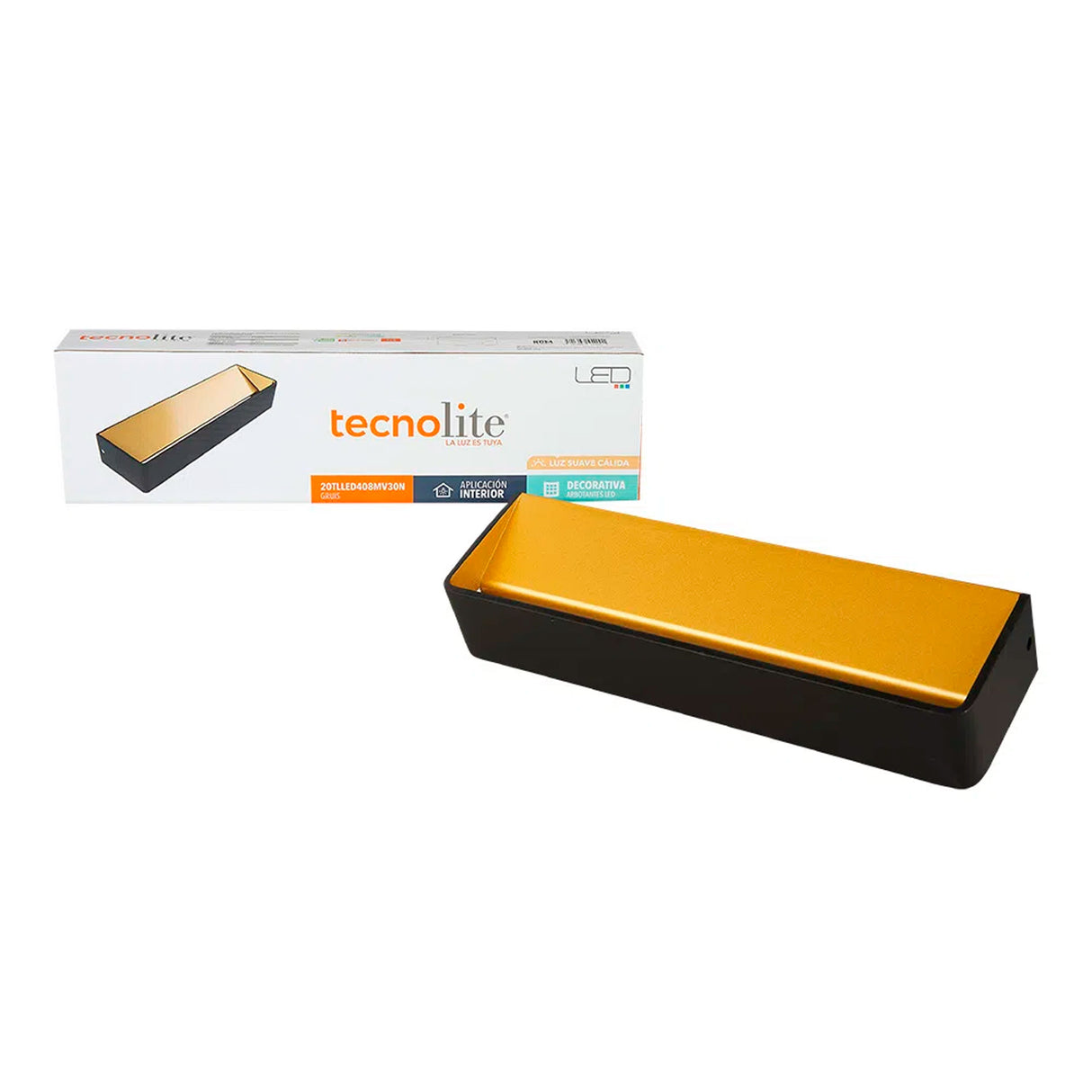 LÁMPARA DE INTERIOR LED GRUIS TECNOLITE PARA SOBREPONER 20W LUZ SUAVE CÁLIDA ORO