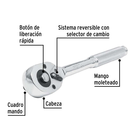 MATRACA LIBERACION RAPIDA CABEZA PERA CUADRO 1/2" PRETUL