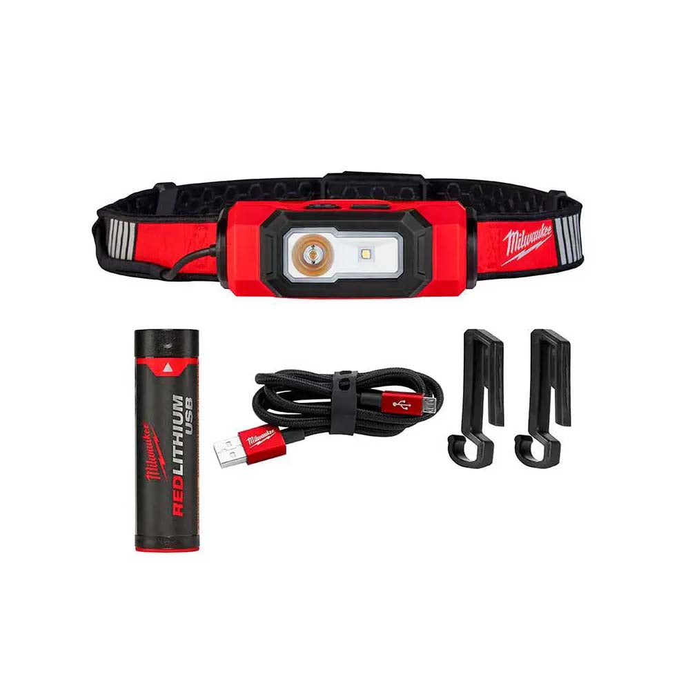 LINTERNA PARA CASCO BEACON 600 LUMENES RECARGABLE USB REDLITHIUM BATERIA USB REDLITHIUM CABLE USB C 4 GANCHOS UNIVERSALES PARA CASCO MILWAUKEE