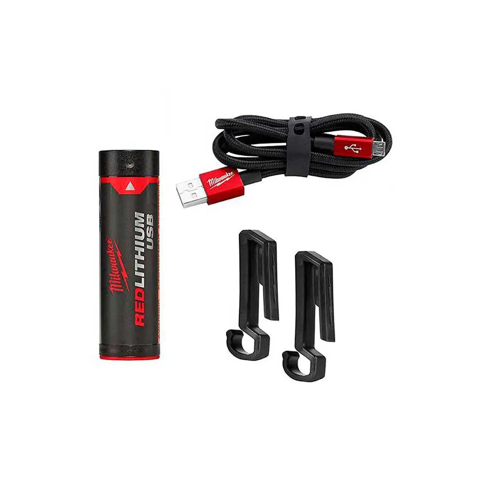 LINTERNA PARA CASCO BEACON 600 LUMENES RECARGABLE USB REDLITHIUM BATERIA USB REDLITHIUM CABLE USB C 4 GANCHOS UNIVERSALES PARA CASCO MILWAUKEE