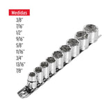 JGO. 9 DADOS 6 PUNTAS STD. 3/8" - 7/8" 21185 JD-3/8X10SAE-P TRUPER PRETUL