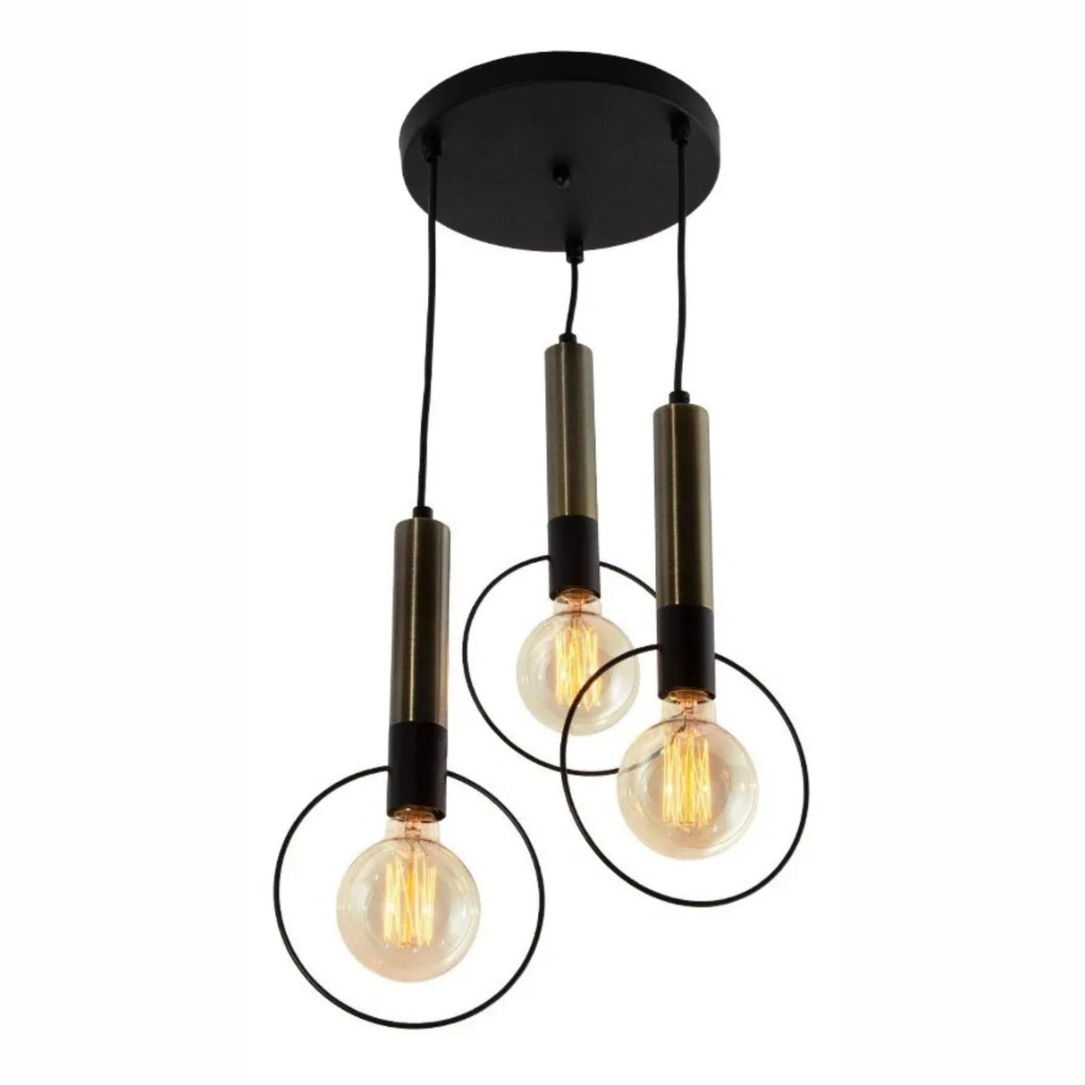 LAMPARA COLGANTE DESIGNERS NEGRO Y BRONCE ANTIGUO 3 LUCES 40W E27 LUMIMEXICO *** HA. LUMI ***