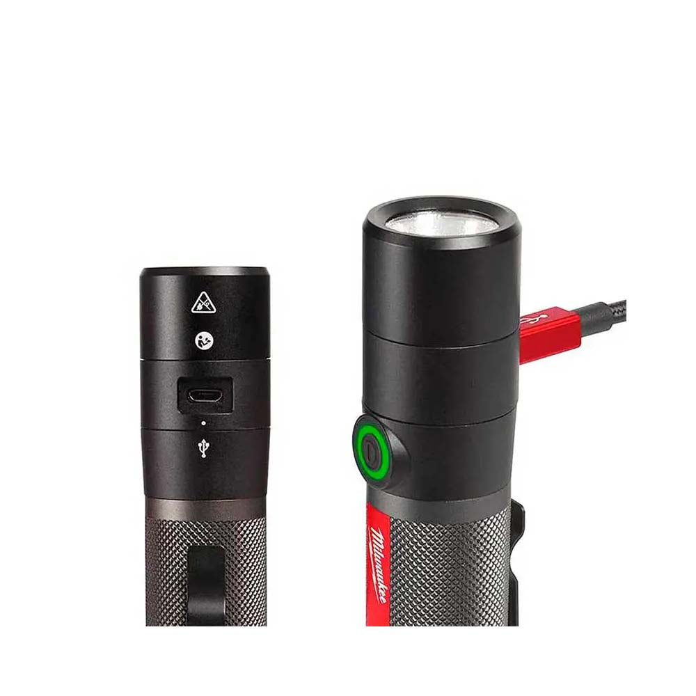 LINTERNA DE MANO 800 LUMENES RECARGABLE USB REDLITHIUM 1 BATERIA USB REDLITHIUM CABLE USB MILWAUKEE