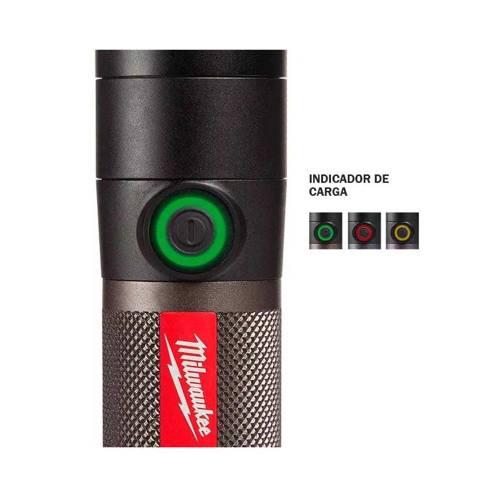 LINTERNA DE MANO 800 LUMENES RECARGABLE USB REDLITHIUM 1 BATERIA USB REDLITHIUM CABLE USB MILWAUKEE