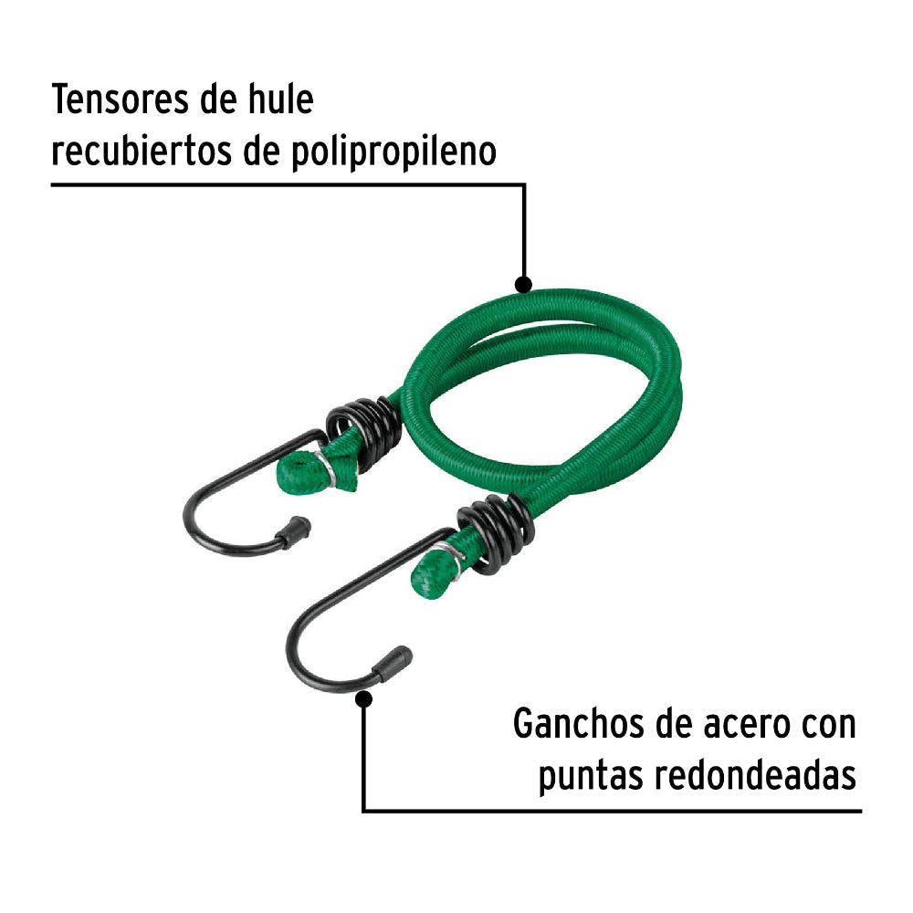 TENSORES ELASTICOS HULE RECUBIERTO POLIPROPILENO SET CON 8 PIEZAS PRETUL