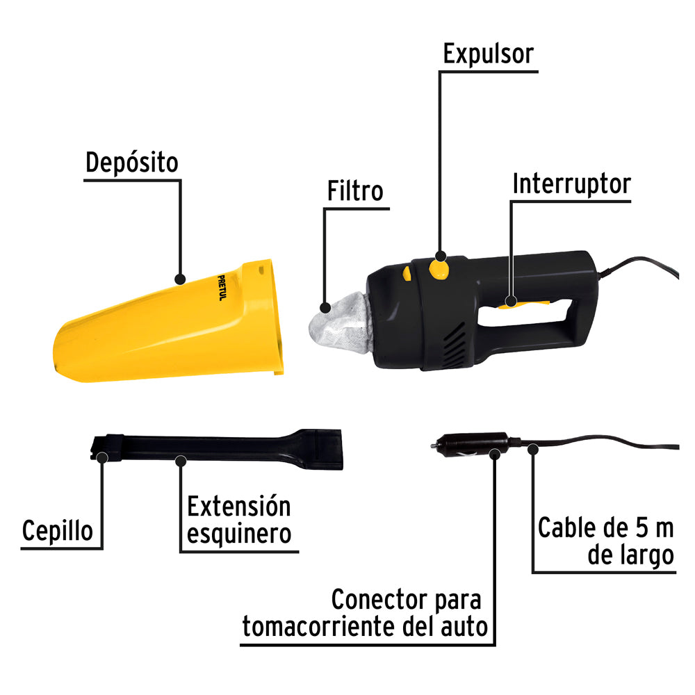 ASPIRADORA PARA AUTO 60W/12V. ASP-12V-P 22090 TRUPER
