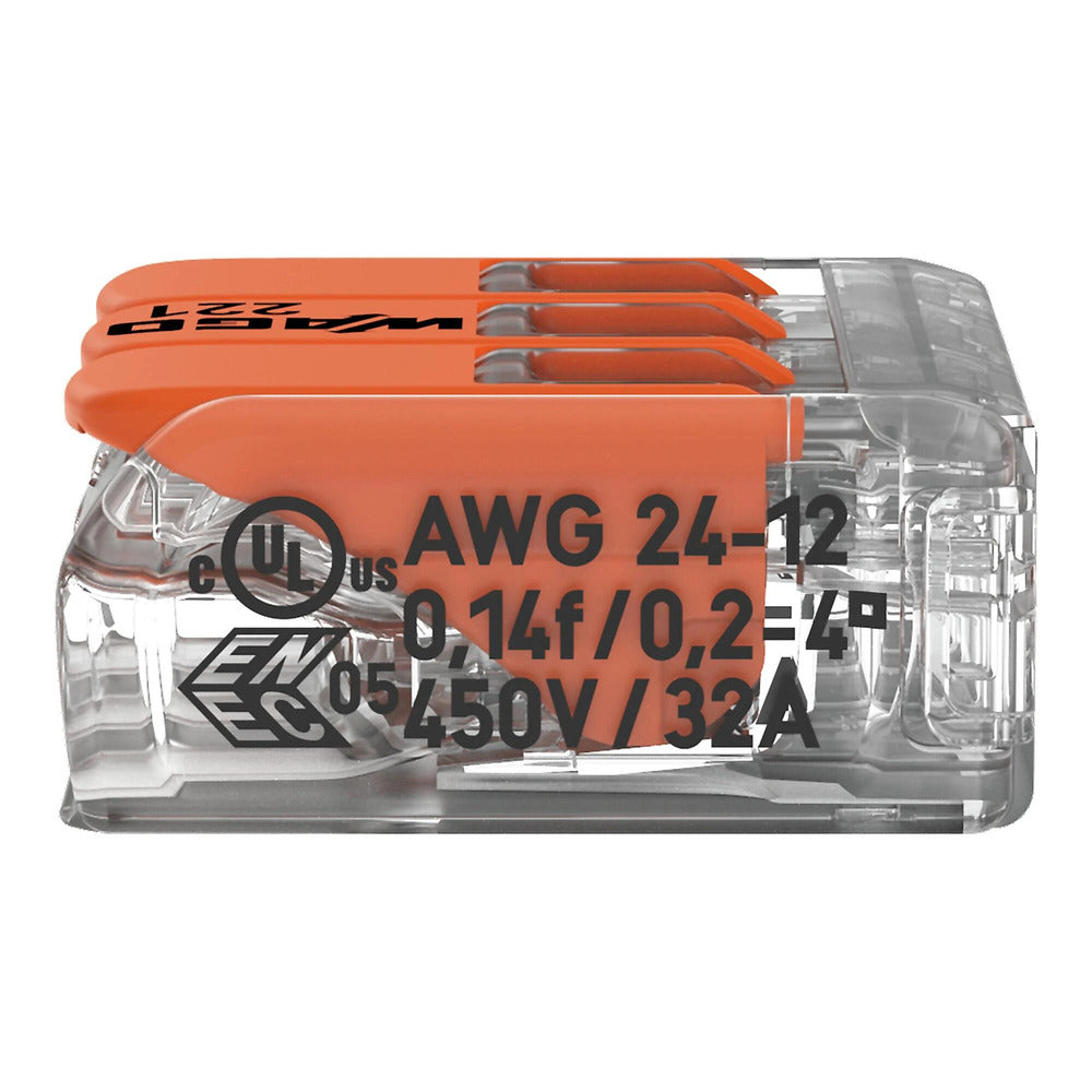 CONECTOR DE EMPALME 3 CONDUCTORES C/PALANCAS DE OPERACION CAL 12 AWG