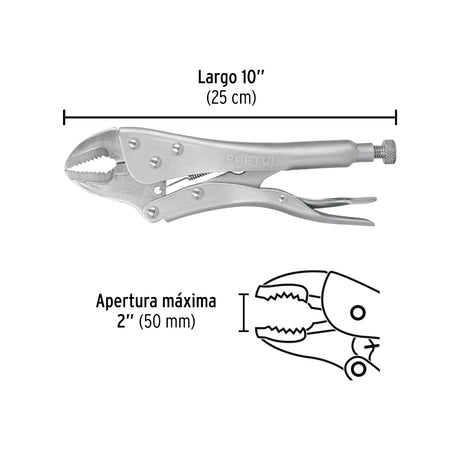 PINZA DE PRESION 10" MORDAZA RECTA PRETUL
