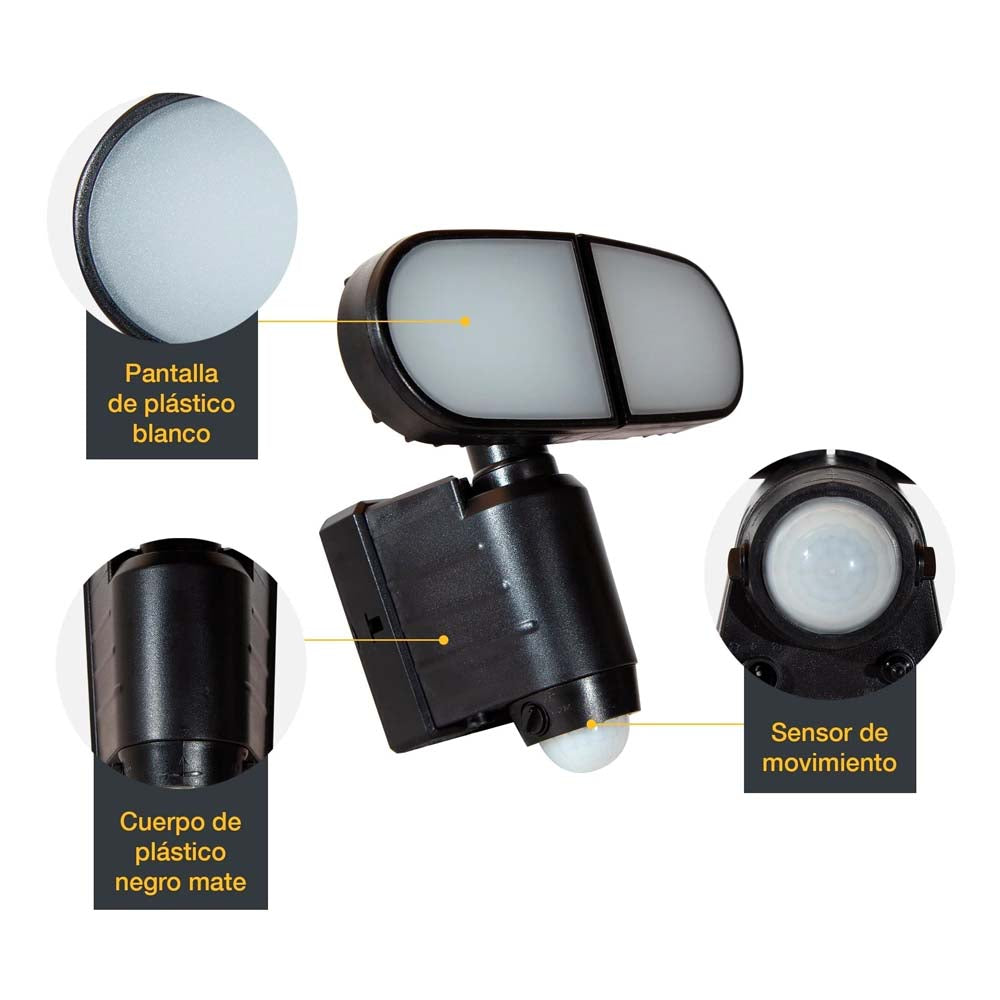REFLECTOR SOLAR LED DOBLE CON SENSOR MOVIMIENTO 8W IP44 6500K