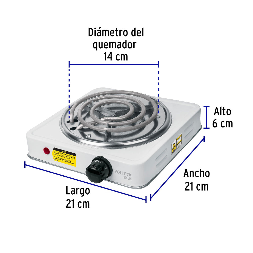 PARRILLA ELECTRICA 1 QUEMADOR CUADRADA VOLTECK BASIC 23031