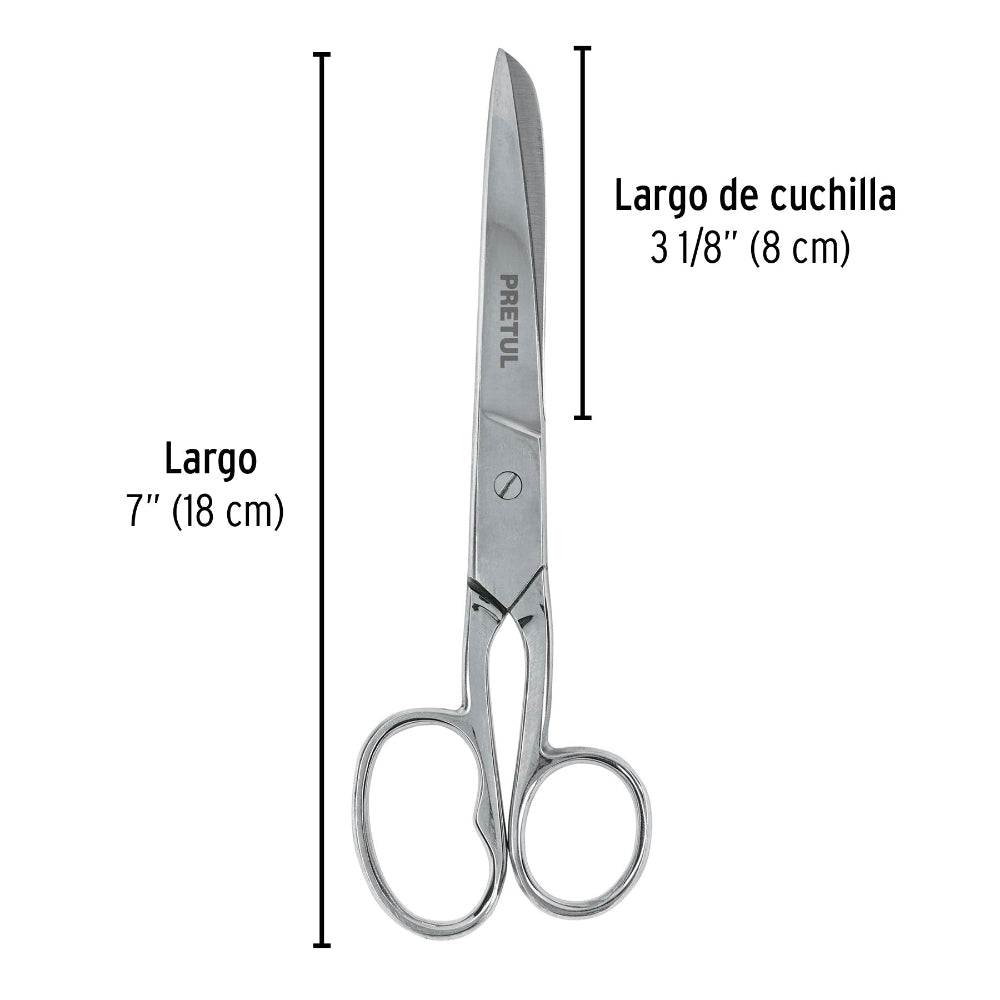 TIJERA PARA COSTURA OJO GRANDE 7" PRETUL