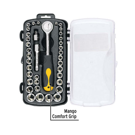 JGO. DADOS CUADRO 1/4" Y 3/8" 39PZS.  PRETUL