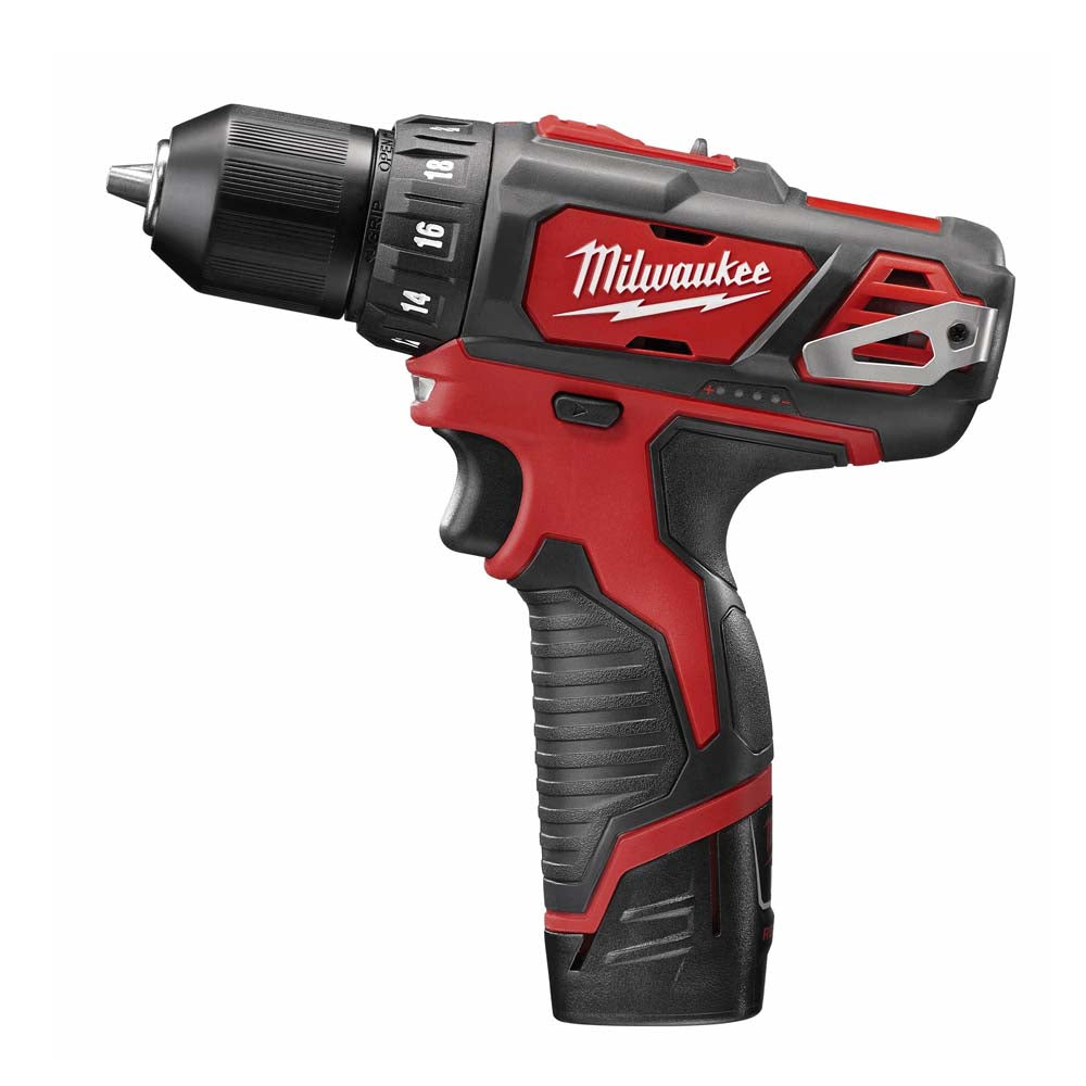 KIT TALADRO / DESTORNILLADOR 3/8" FUEL M12 INCLUYE 2 BATERIAS 12 VOLTS REDLITHIUM ION COMPACTA 1.5AMP M12 1 CARGADOR DE BATERIA REDLITHIUM DE IONES DE LITIO M12 BOLSO PARA CONTRATISTA MILWAUKEE