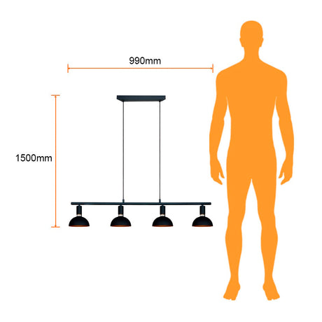 LUMINARIO INT SUSP S/L 100-240V E27 NEGRO 240CTL8002MVN