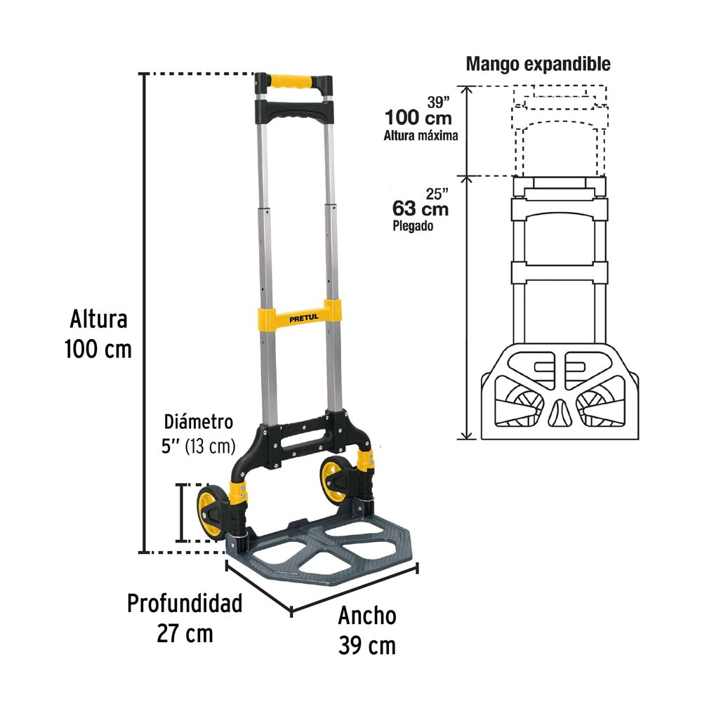 DIABLO DE CARGA PLEGABLE 100 KG PRETUL  DIA-100P