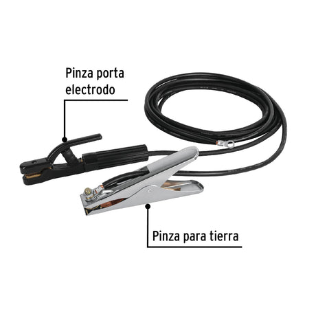 JUEGO DE 2 CABLES CON PINZAS DE TIERRA PARA SOLDAR PRETUL