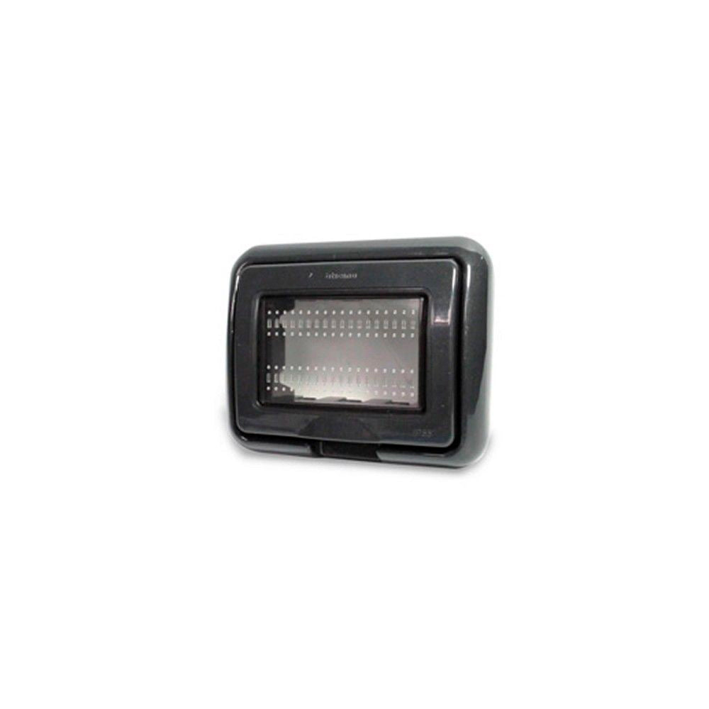 PLACA RESISTENTE A LA INTEMPERIE 3 MODULOS NEGRO (NO REQUIERE CHASIS)