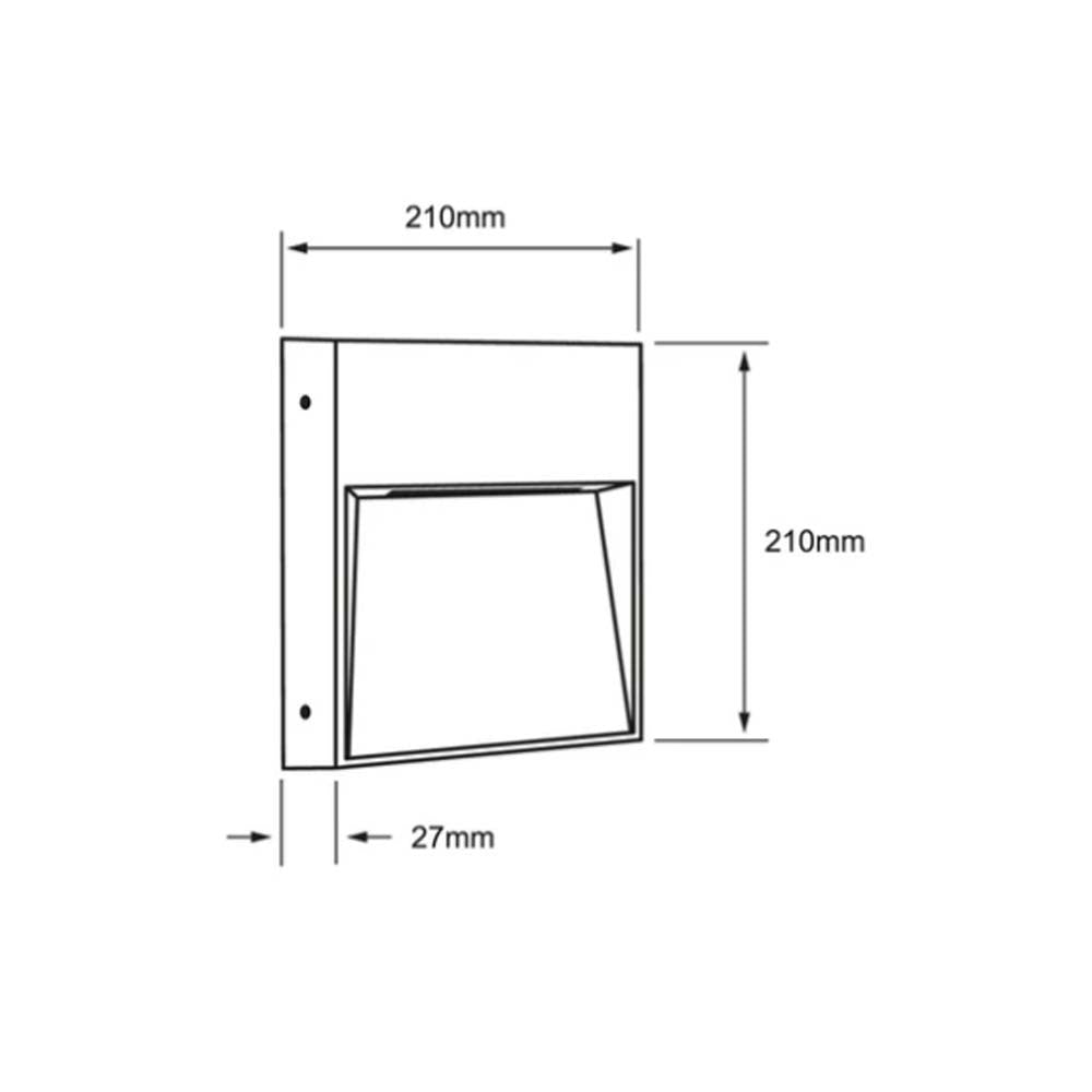LUZ DE CORTESIA LED SOBREP. MURO 24W/127V. 3000K ALUM. NEGRO KAVE III ***TECNOLITE HAE***