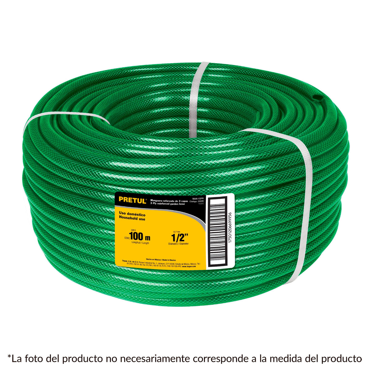 MANGUERA 1/2" REFORZADA 3 CAPAS PRETUL MCA TRUPER