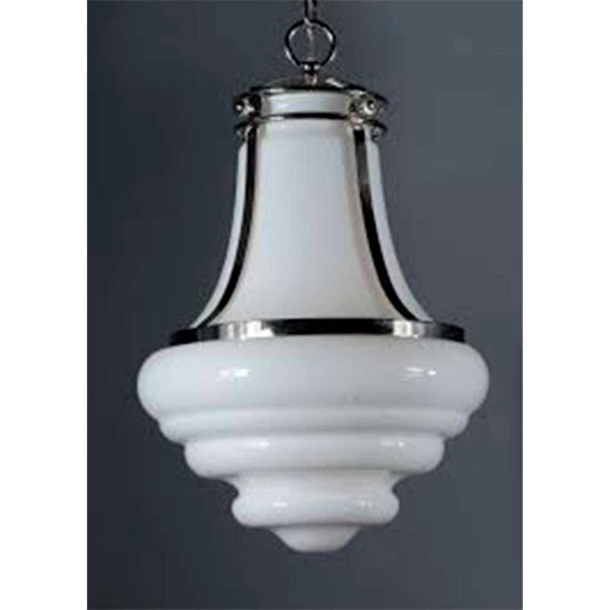 LUMINARIO COLGANTE 60W E26 ACABADO CRISTAL OPALINO Y NIQUEL PULIDO *** HA. LUMI ***