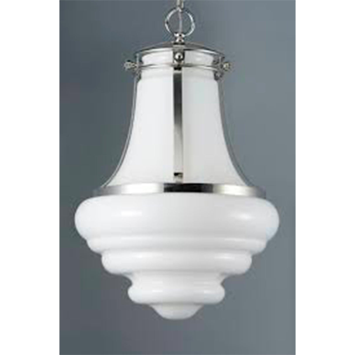 LUMINARIO COLGANTE 60W E26 ACABADO CRISTAL OPALINO Y NIQUEL PULIDO *** HA. LUMI ***