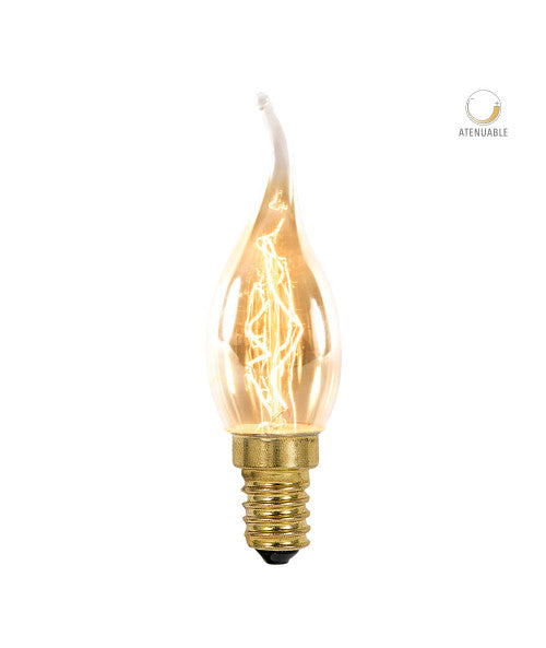 FOCO INCANDESCENTE TECNOLITE TIPO VELA ATENUABLE 25W LUZ SUAVE CÁLIDA BASE E12 ***TECNOLITE HAE***