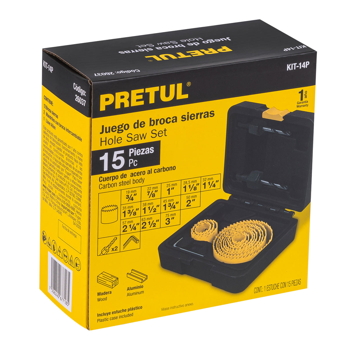 JGO. 15 PZAS. BROCASIERRAS CON ESTUCHE KIT-14P 26037 TRUPER