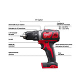 KIT TALADRO / DESTORNILLADOR COMPACTO 1/2" CON CARBONES M18: 2 BATERIAS 18V. 1.5AMP M18 CARGADOR DE BATERIA MULTIPLE M12 Y M18 ESTUCHE DE TRANSPORTE MILWAUKEE