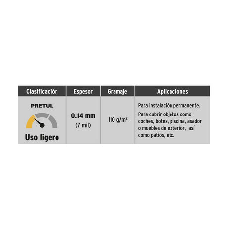 LONA 6 X 9 M BLANCA PRETUL MCA TRUPER