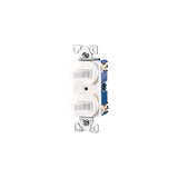 INTERRUPTOR DOBLE DECORATOR SENSILLO BCO 2P 3H 15A 120/277V 271W-BOX