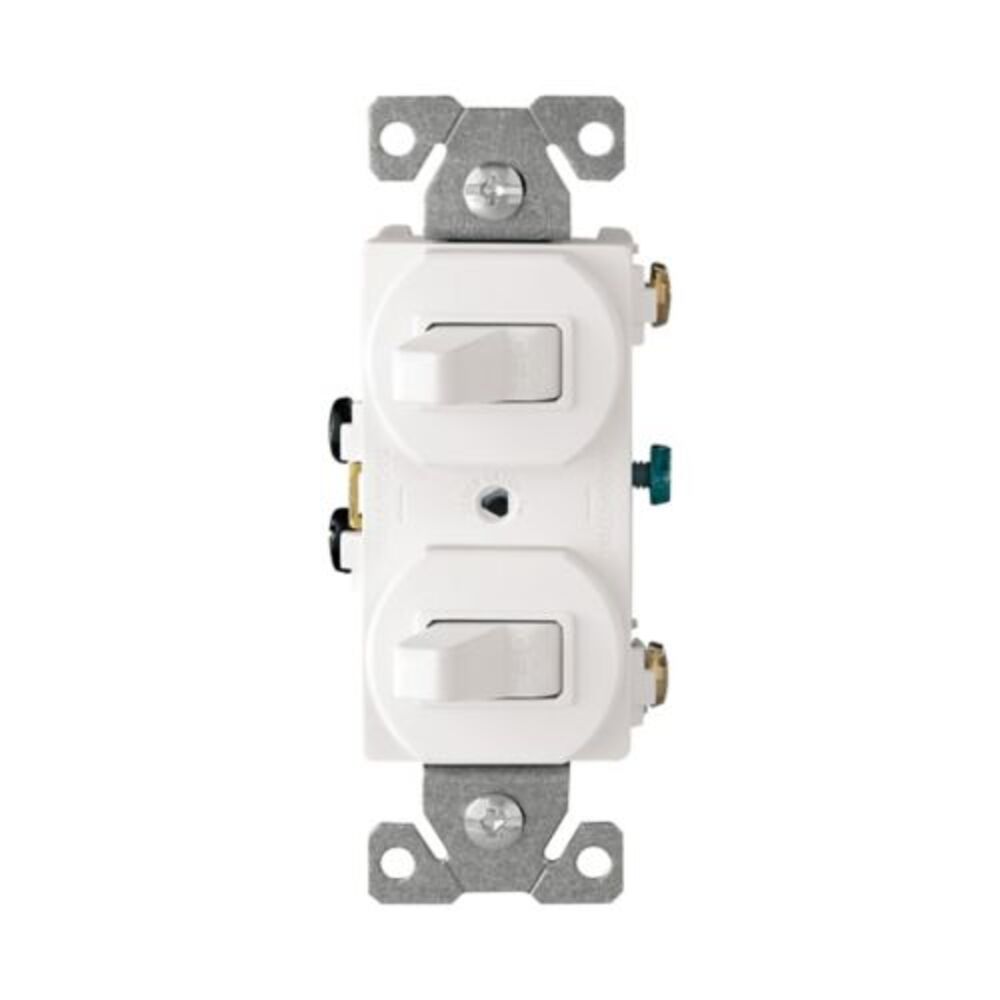 INTERRUPTOR DOBLE DECORATOR SENSILLO BCO 2P 3H 15A 120/277V 271W-BOX