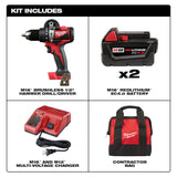 KIT TALADRO PERCUTOR / DESTORNILLADOR 1/2" FUEL M18: 2 BATERIAS 18V. 4AMP M18 CARGADOR DE BATERIA MULTIPLE M12 Y M18 MANGO LATERAL GANCHO PARA CINTURON ESTUCHE DE TRANSPORTE MILWAUKEE