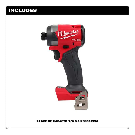 DESTONILLADOR DE IMPACTO HEXAGONAL DE 1/4" FUEL M18 (NO INCLUYE BATERIA SE RECOMIENDA 48111850) MILWAUKEE