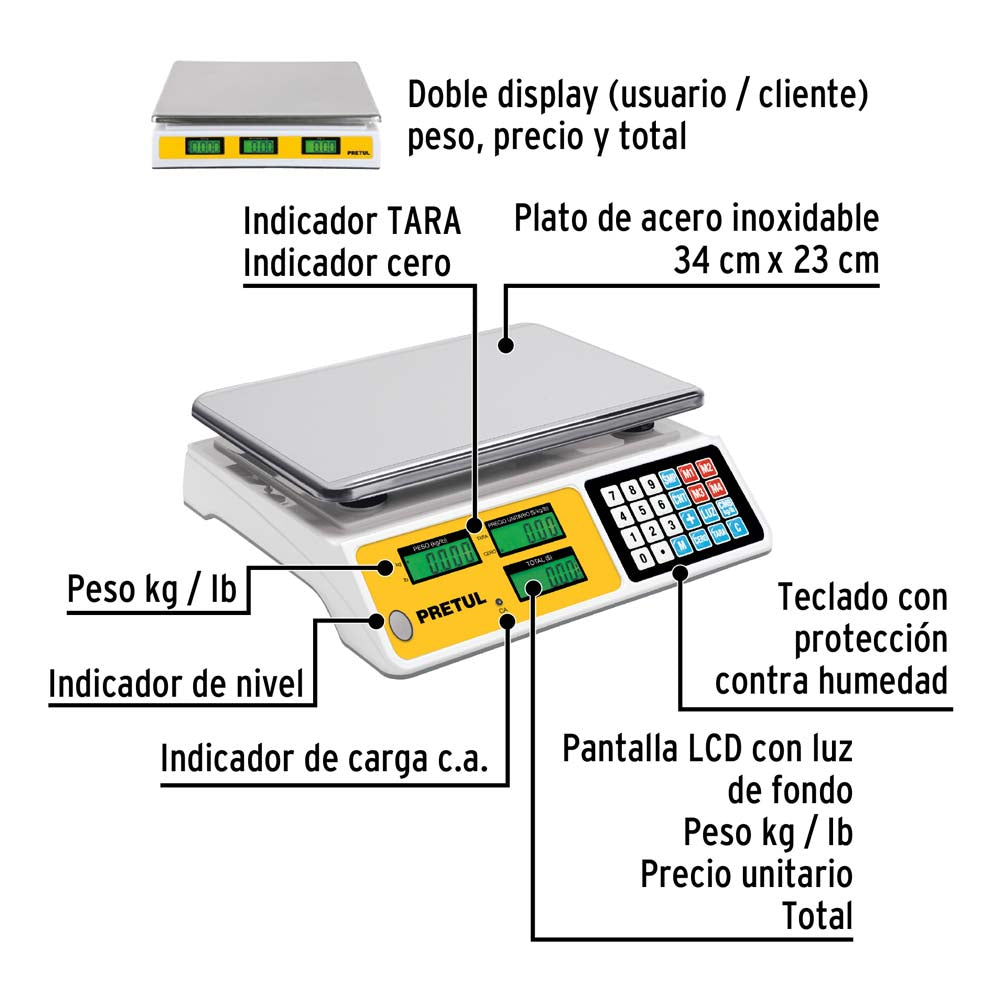 BASCULA ELECTRONICA MULTIFUNCIONES 40KG BASE-40P