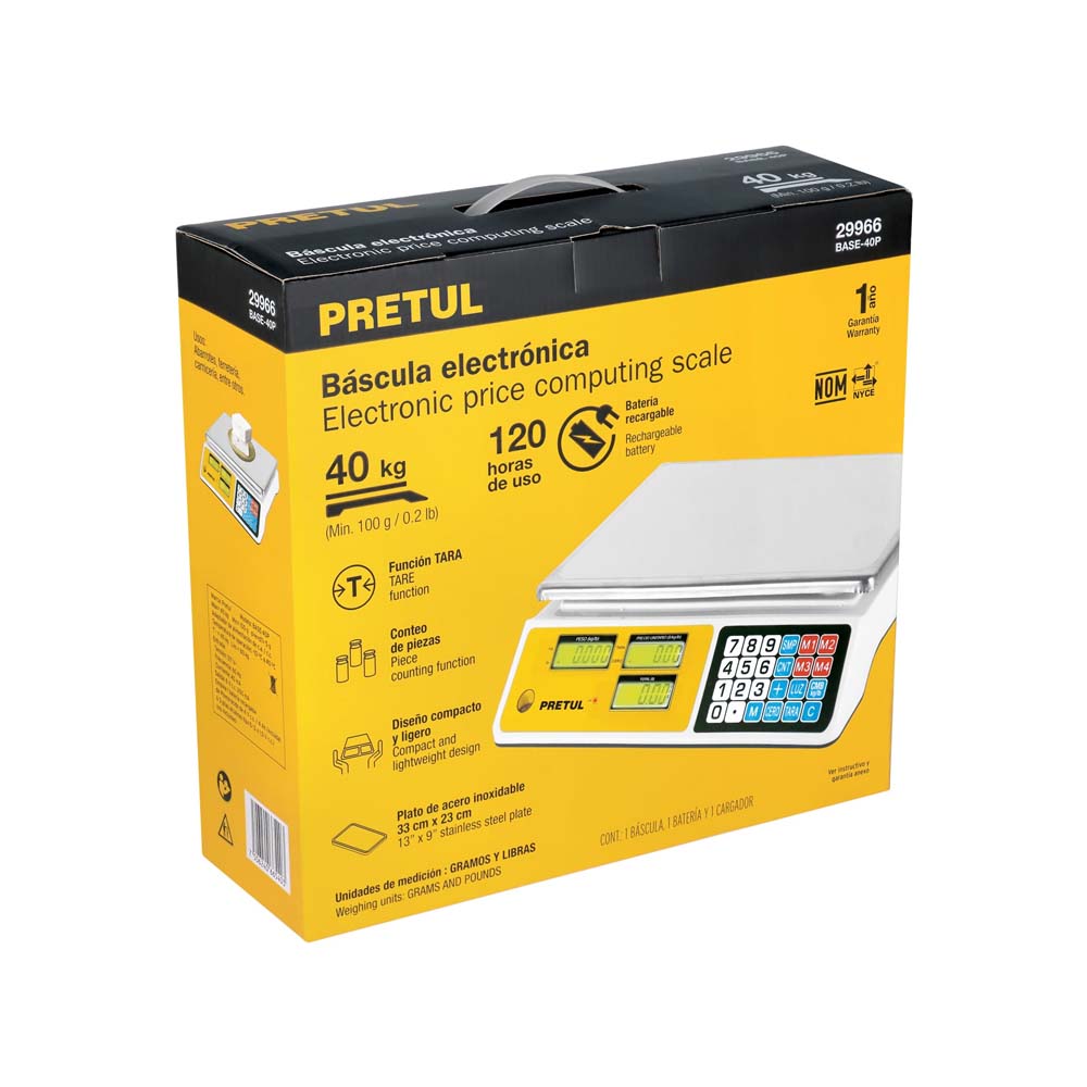 BASCULA ELECTRONICA MULTIFUNCIONES 40KG BASE-40P