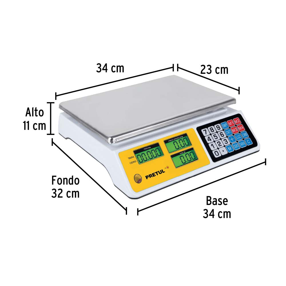 BASCULA ELECTRONICA MULTIFUNCIONES 40KG BASE-40P