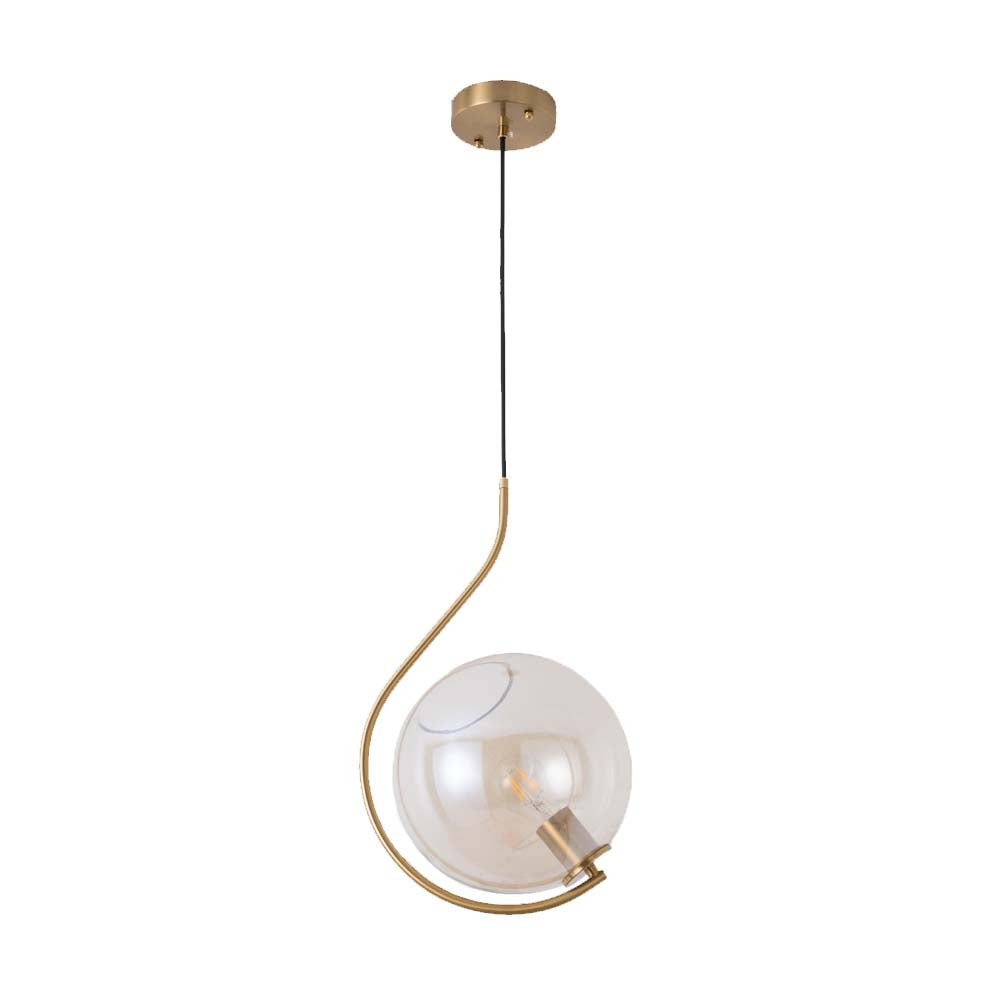 COLGANTE METAL-VIDRIO DORADO/AMBAR E26 CLASS *** HA. LUMI ***