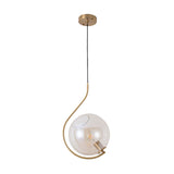 COLGANTE METAL-VIDRIO DORADO/AMBAR E26 CLASS *** HA. LUMI ***