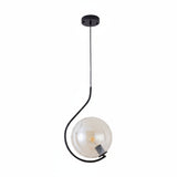 COLGANTE METAL-VIDRIO NEGRO-AMBAR FOCO E26 CLASS *** HA. LUMI ***