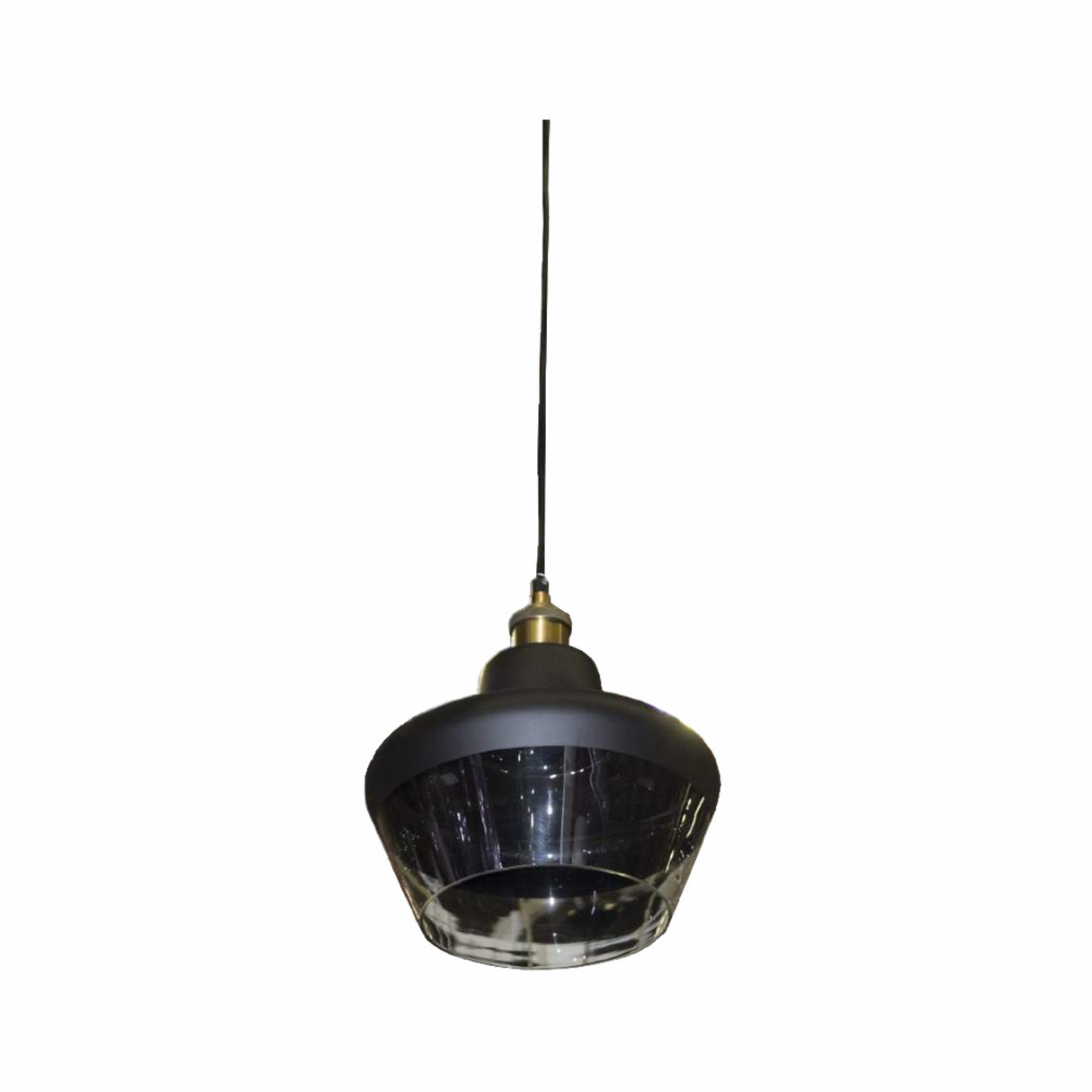 LUMINARIO COLGANTE TIPO CONTEMPORANEO (25X110CMS) INCLUYE FOCO 1XE26 ACABADO DE METAL NEGRO CON CRISTAL  CLASS *** HA. LUMI ***