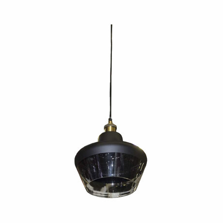 LUMINARIO COLGANTE TIPO CONTEMPORANEO (25X110CMS) INCLUYE FOCO 1XE26 ACABADO DE METAL NEGRO CON CRISTAL  CLASS *** HA. LUMI ***
