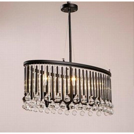 LUMINARIO COLGANTE ESTILO OVAL  4XE15 C/ CRISTAL HIERRO COLOR NEGRO *** EXHIBIDO ***