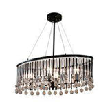 LUMINARIO COLGANTE ESTILO OVAL  4XE15 C/ CRISTAL HIERRO COLOR NEGRO *** EXHIBIDO ***