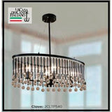 LUMINARIO COLGANTE ESTILO OVAL  4XE15 C/ CRISTAL HIERRO COLOR NEGRO *** EXHIBIDO ***
