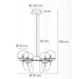 LUMINARIO COLGANTE DE 4 ESFERAS  4XE26 LATON-VIDRIO COLOR DORADO *** HAE *** *** INCLUYE FOCO ***