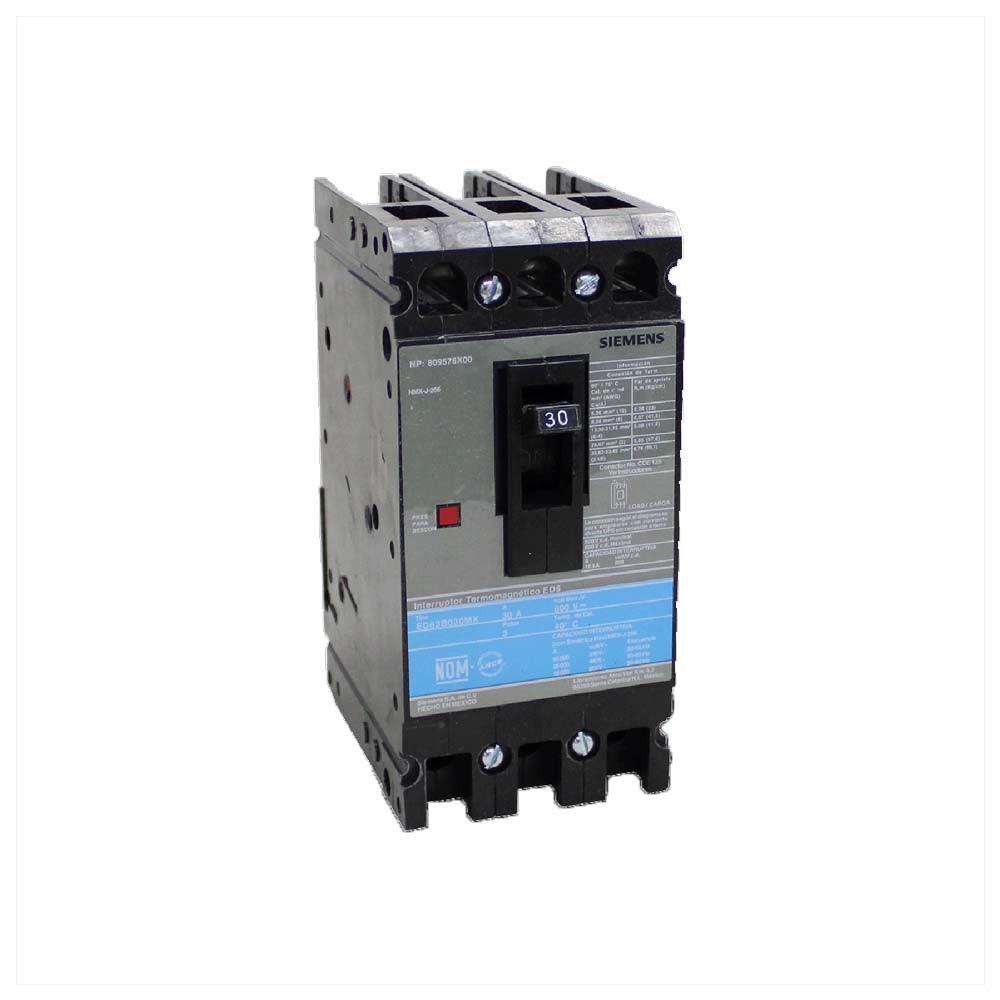 INTERRUPTOR TERMOMAGNETICO  3X30A/600V ED ED63B030MX A7B10000002722 SIEMENS