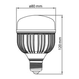 FOCO DE ALTA POTENCIA LHB LED T80 30 W LUZ DE DIA BASE E27 NO ATENUABLE