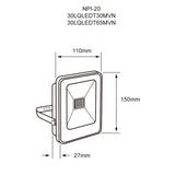 REFLECTOR LED ZIBAL III TECNOLITE EXTERIOR 30W LUZ SUAVE CÁLIDA IP65 IK07 LED INTEGRADO PASA A 30LQLEDY30MVN *** EXHIBIDO ***