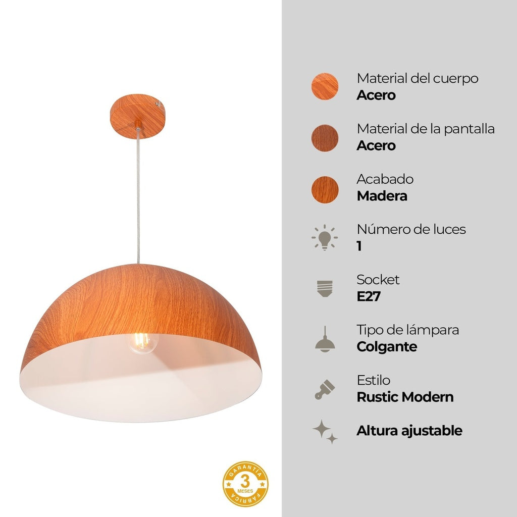 LAMPARA COLGANTE MADERA OSCURO E27 60W 1 LUZ *** HA. LUMI ***