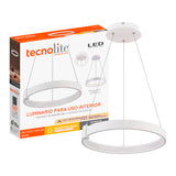 LAMPARA COLGANTE LED CIRCULAR METAL 40.5CM 36W LUZ CALIDA BRILLANTE IRC90 NO ATENUABLE 36CTLLED171MV30B